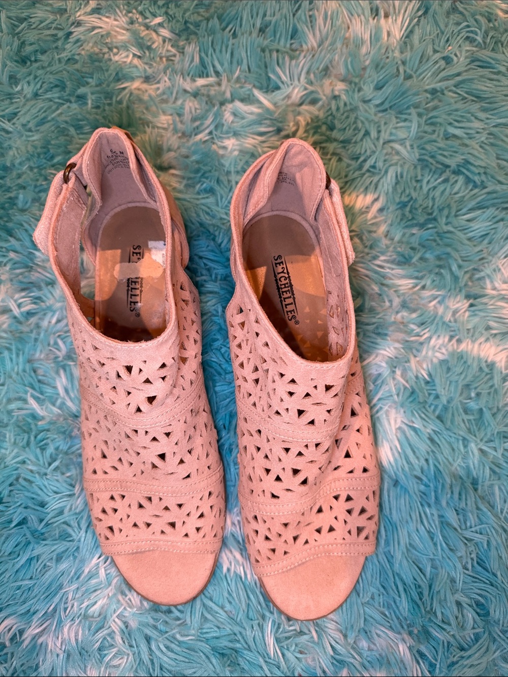 Seychelles Women's Pink Laser-Cut Peep-Toe Bootie